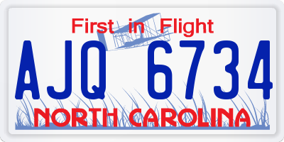 NC license plate AJQ6734