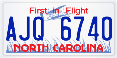NC license plate AJQ6740
