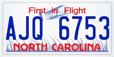 NC license plate AJQ6753