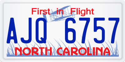 NC license plate AJQ6757