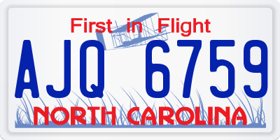 NC license plate AJQ6759
