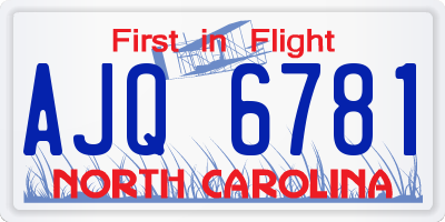 NC license plate AJQ6781