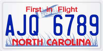 NC license plate AJQ6789
