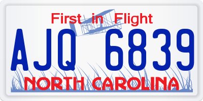 NC license plate AJQ6839