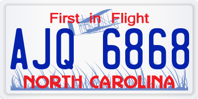 NC license plate AJQ6868