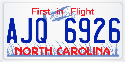 NC license plate AJQ6926