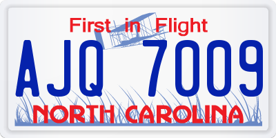 NC license plate AJQ7009