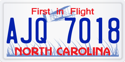 NC license plate AJQ7018
