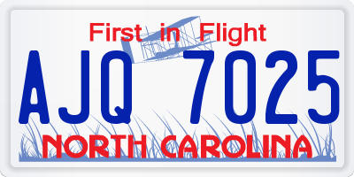 NC license plate AJQ7025