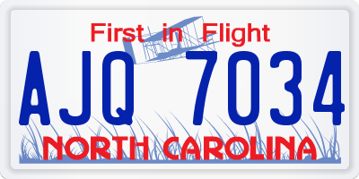 NC license plate AJQ7034