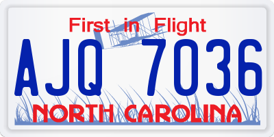 NC license plate AJQ7036