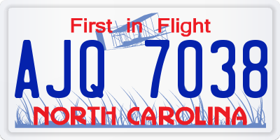 NC license plate AJQ7038