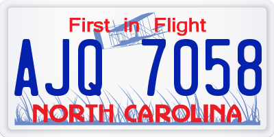 NC license plate AJQ7058