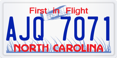 NC license plate AJQ7071