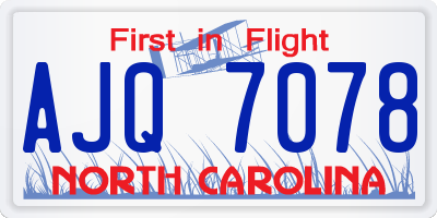 NC license plate AJQ7078