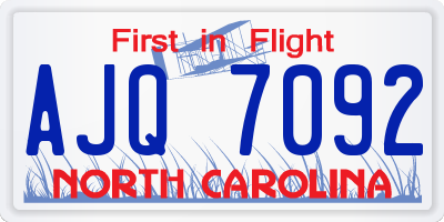 NC license plate AJQ7092