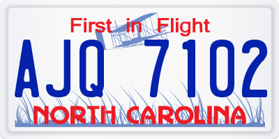 NC license plate AJQ7102