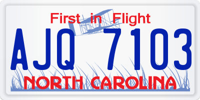 NC license plate AJQ7103