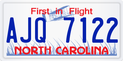 NC license plate AJQ7122