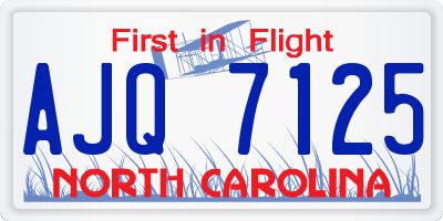 NC license plate AJQ7125