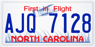 NC license plate AJQ7128