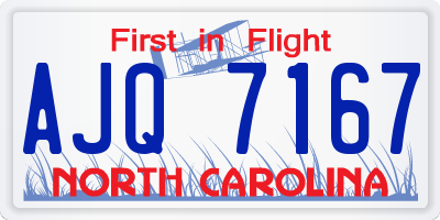 NC license plate AJQ7167