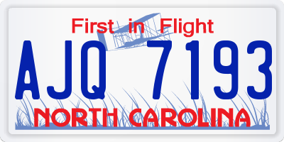 NC license plate AJQ7193
