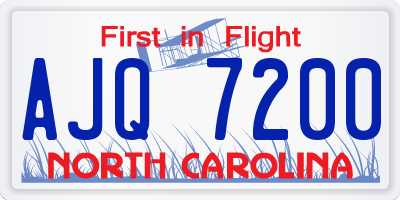 NC license plate AJQ7200