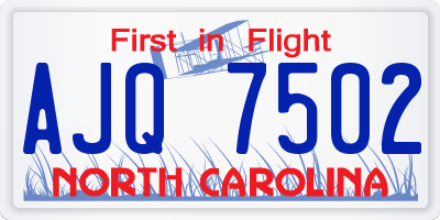 NC license plate AJQ7502