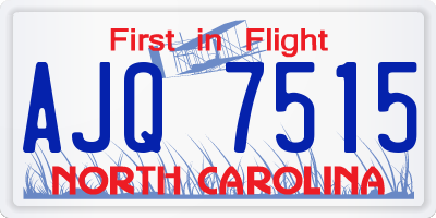 NC license plate AJQ7515