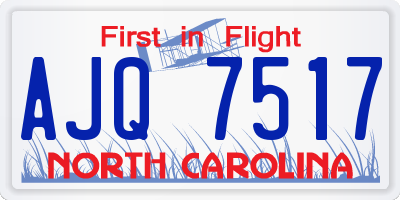 NC license plate AJQ7517