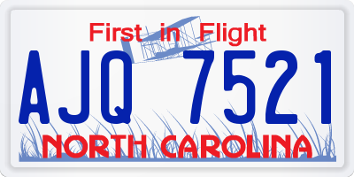 NC license plate AJQ7521