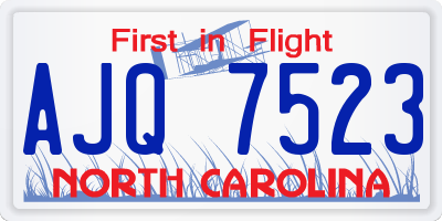 NC license plate AJQ7523