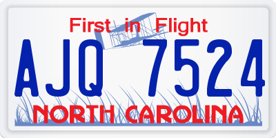 NC license plate AJQ7524
