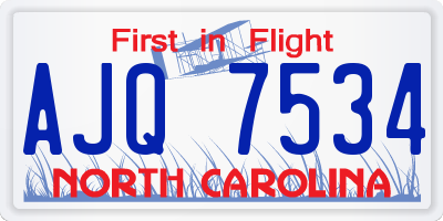 NC license plate AJQ7534