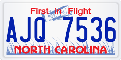 NC license plate AJQ7536