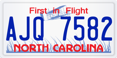 NC license plate AJQ7582