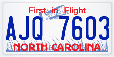 NC license plate AJQ7603
