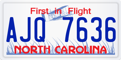 NC license plate AJQ7636