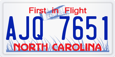 NC license plate AJQ7651
