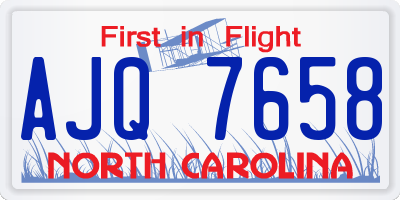 NC license plate AJQ7658