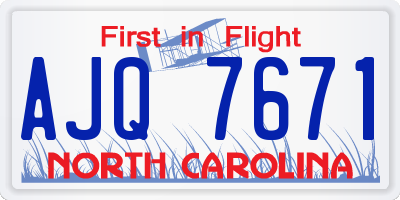 NC license plate AJQ7671