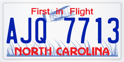 NC license plate AJQ7713