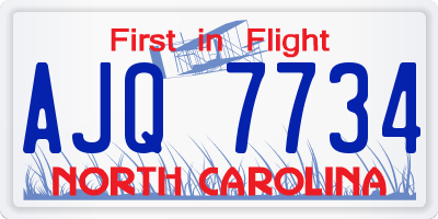 NC license plate AJQ7734