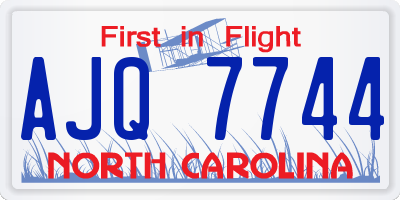 NC license plate AJQ7744