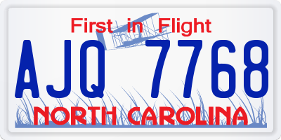 NC license plate AJQ7768