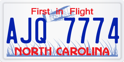 NC license plate AJQ7774