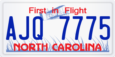 NC license plate AJQ7775