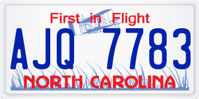NC license plate AJQ7783