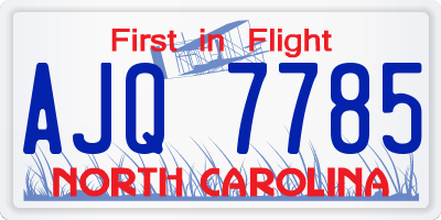 NC license plate AJQ7785